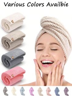 Hair Towel Wrap For Women, Microfiber Hair Towel Quick Drying Hair Wrap Anti Frizz Hair With Elastic Strap, For Wet Hair Reversible Hair Drying Towel Wrap For Curly Long Thick Hair Multicolor    Polyester Plain    Bathroom, size features are:Bust: ,Length: ,Sleeve Length: Long Thick Curly Hair, Hair Towel Turban, Hair Drying Towel, Towel Turban, Hair Towels, Anti Frizz Hair, Hair Towel Wrap, Hair Drying, Long To Short Hair