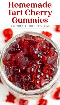 homemade tart cherry gummies in a glass jar