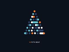 a christmas tree made out of circles on a dark background with the words fifth beat