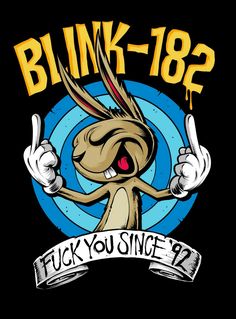 a pin with an image of a bunny holding a sign that says blink - 82