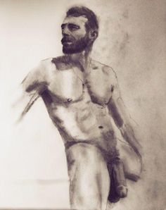 a drawing of a man with no shirt on