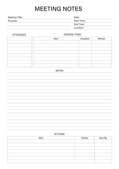 Agenda and meeting planner template Weekly Meeting Template, Meeting Journal, Meeting Template Free Printable, Meeting Notes Examples, Work Meeting Notes Template, 1:1 Meeting Template Employee, Business Journaling