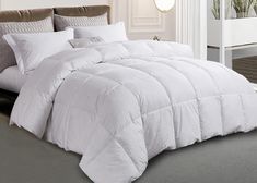 White Goose Feather and Down Comforter by Martha Stewart White Comforter Bedroom, Lavender Quilt, White Fluffy Bedding, Winter Lavender, White Down Comforter, Feather Comforter, Quilted Comforter, Full Size Comforter, Box Stitch