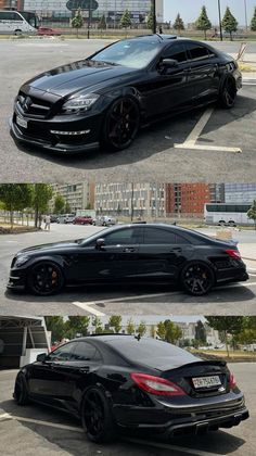 three different cars parked in a parking lot next to each other on the same street