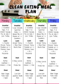 the clean eating meal plan is shown with an image of a woman holding a fork and knife