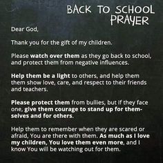 the back to school prayer written on a blackboard