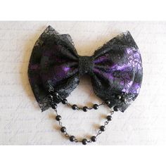 Hair bow black lace and purple bow Gothic Lolita ($11) ❤ liked on Polyvore featuring accessories, hair accessories, bows, hair, black, purple hair accessories, goth hair accessories, gothic hair accessories, hair bow and chain hair accessories Goth Diy, Gothic Hair Accessories, Lace Hair Accessories, Gothic Hair, Bra Tips, Gothic Hairstyles, Clothes Reference, Goth Accessories, Goth Hair