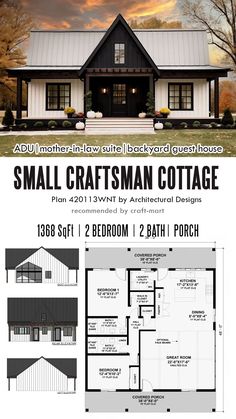 the small craftsman cottage plan is available for free to build and it's also has an open floor plan