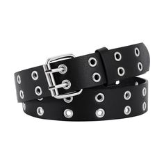 PRICES MAY VARY. Punk Rock Dress Belts -- PU leather belt studded double metal eyelet, stylish but not exaggerated, Decorative jean belt for women&men for casual daily dress, party, club, skateboarding, dancing, PU Leather Belt for Jean -- High quality artificial leather belt with solid metal prong buckle, fake leather belt strong , sturdy and durable, fashion leather accessory high light your outfit Adjustable Waist Belt -- Belt Width: 40mm/1.57inch, strap is full of hole, fit exactly, No more Black Leather Belt Buckle With Metal Pin, Punk Rock Dress, Black Punk Belt With Rivets, Black Leather Belts With Rivets, Black Leather Belt With Buckle Closure, Black Leather Belts With Logo Hardware, Roll Dress, Branded Belts, Jean Belts