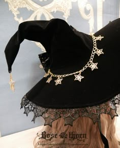 Starry Sky of Polar Night Black Witch Hat Witches Hat Aesthetic, Yukari Sendo, Witch Hat Aesthetic, Azalea Aesthetic, Witch Hats Costume, Black Witch Hat, Polar Night, Hat Aesthetic, Fantasy Witch