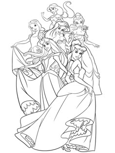 disney princess coloring pages for kids to print out and color with the characters in them