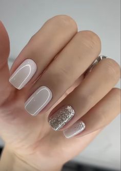 Nails 2023 Trends For Wedding Guest, Classy Gel Nails Ideas, Nail Nail, Design Nail, Neutral Nails, Glitter Nail Art, Nail Gel