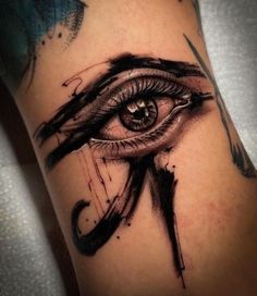 an eye tattoo on the arm