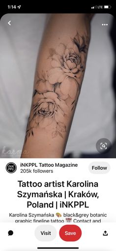 a person with a flower tattoo on their arm and the words in russian above it