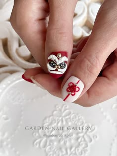 Nail Designs Chinese New Year, Cny Nails 2024 Dragon, Chinese New Year Rabbit Nail Art, Lunar New Year Nails 2023