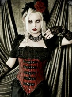 Red Steampunk, Buckle Corset, Dark Horror, Buff Women, Gothic Models, Gothic Vampire, Gothic Clothes