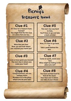 a piece of paper with instructions on how to use the pirate's treasure hunt