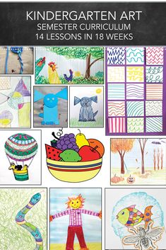 an image of children's art lesson with pictures and words on the front cover