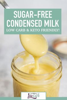 a spoon full of sugar - free condiments with the words low carb and keto friendly