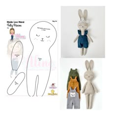 the paper doll is made to look like a rabbit