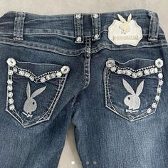 Playboy Bunny Jeans, 2000s Brands, Playboy Clothes, Thrift List, Jeans 2000s, Y2k Thrift