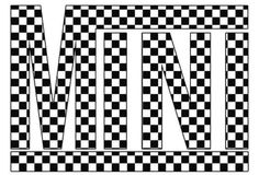 the letter m is made up of black and white checkered squares, which are arranged in