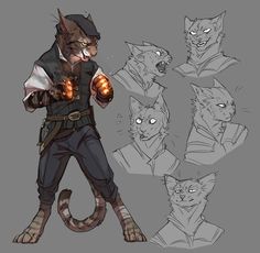 an image of a cat character in various poses