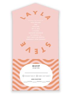 a pink and orange wedding card with the words,'always please'on it