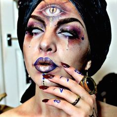 Circus Fortune Teller Costume, Circus Fortune Teller, Circus Costume Diy, Fortune Teller Costume Diy, Halloween Fortune Teller Costume, Fortune Teller Makeup, Halloween Circus, Horror Make-up