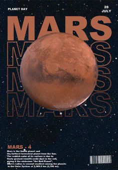 an image of the planet mars on a magazine cover with space and stars in the background