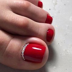 Red Toenails, Feet Nail Design, Pedicure Designs Toenails, Pedicure Nail Designs, Gel Toe Nails, Acrylic Toe Nails, Toe Nail Color, Pretty Toe Nails, Cute Toe Nails