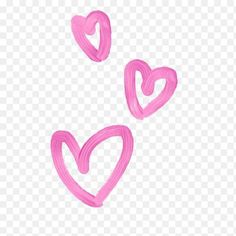 three pink hearts drawn on a white background