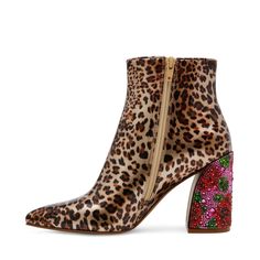 PRICES MAY VARY. Betsey Johnson Point toe 3.5 inch heel height Leopard Print Booties, Fancy Shoes, 5 Inch Heels, Ankle Bootie, Betsey Johnson, Bootie, Special Features, Leopard Print, Heel Height