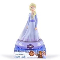 a frozen princess figurine on top of a light up box with an envelope