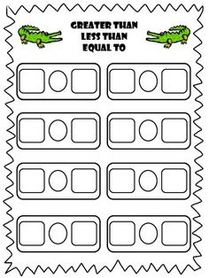 a printable worksheet with the words greater than equal to