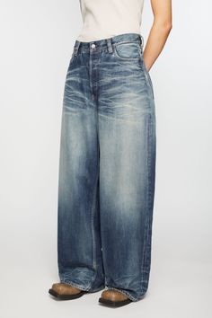 2023 jeans are cut to a super baggy fit with a mid waist, super wide leg and long length. Made from non stretch denim in a mid-blue wash. Acne Studios 2023F FN Broadway 2023 Jeans, Super Baggy Jeans, Acne Jeans, Suit Jacket Dress, Wardrobe Style, Clothes Collection, Baggy Fits, Baggy Jeans, Blouse Dress