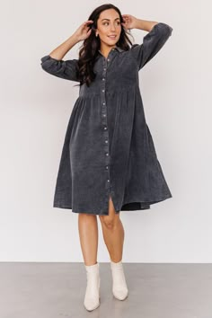 Sari Babydoll Dress | Washed Black - Baltic Born Fall Outfits With Skirts, Joanna Gaines Style Clothes, Plus Size Fall Dresses, Dress For Big Size Woman, Fall Dresses Casual, Teaching Fits, 34c Size, Fall Thrift, Closet Redo