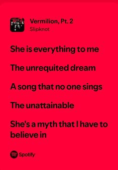 the song is written in black on a red background