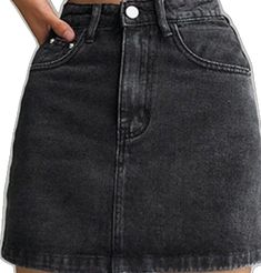 Black Denim Short Skort, High Waisted Mini Skirt, Black Denim Skirt, Elegant Ladies, Elegant Woman, Black Denim, Denim Skirt, Mini Skirt, Mini Skirts