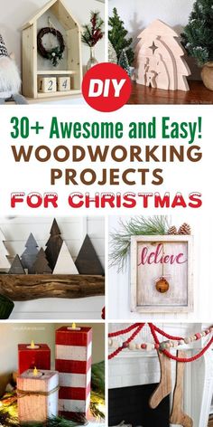 christmas decorations and woodworking projects are featured in this collage