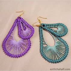 two pairs of earrings made out of crochet