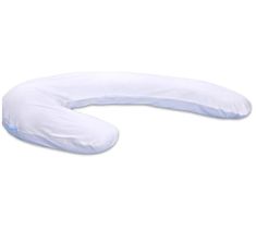 the neck pillow is white and has a zippered closure on it's side