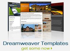 an image of a website page with the words dreamweaverr templates get some now