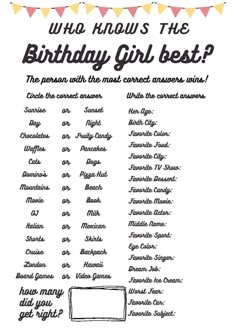 Birthday Game Activity Quiz Who Knows the Birthday Girl Best - Etsy Quince Party Games, Things To Do For Your 14th Birthday Party Ideas, 40th Birthday Sleepover Ideas, Birthday Activities For Teenagers, Birthday Party Ideas For Teenagers 15, Quince Activities, Sweet 16 Activities Things To Do, Bday Party Ideas Teenagers, Fun Games For Teenagers