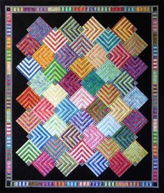 Be Colourful Labyrinth Pattern - Quilting by the Bay Colorful Quilts Patterns, History Of Quilting, 3d Quilts, Quilt Care, Striped Quilt, Log Cabin Quilts, Fabric Kit, Quilt Festival, Log Cabin Quilt