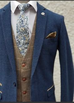 Wedding 3 Piece Suit, Blue Tweed Wedding Suits, Brown Waistcoat, Mens Tweed Suit, Meme Costume, Suit 3 Piece, Tweed Wedding, Tweed Wedding Suits, Mens Wedding Attire