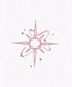 a drawing of a star with pink ink on white paper