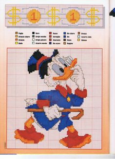 a cross stitch pattern with a cartoon character