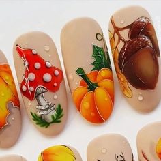 October Nails, Fall Acrylic Nails, Pretty Nail Art Designs, Pretty Nail Art, Autumn Nails, Fall Nail