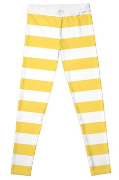 Super stretchy and durable polyester full-length leggings. Vibrant high-quality sublimation print across the front and back. Size range XXS-XL. Yellow and white horizontal stripes pattern. Riverside Cottage, Yellow Leggings, White Leggings, Striped Leggings, Leggings Design, Horizontal Stripes, Pastel Yellow, Stripes Pattern, Color Patterns